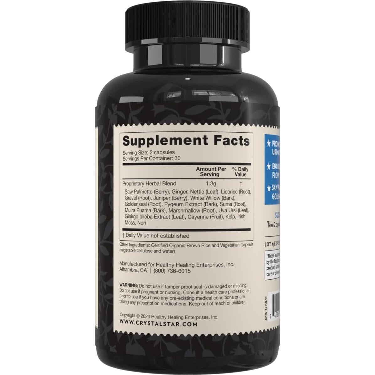 Suplemento Prostata Crystal Star 60 Cápsulas - Salud Urinaria