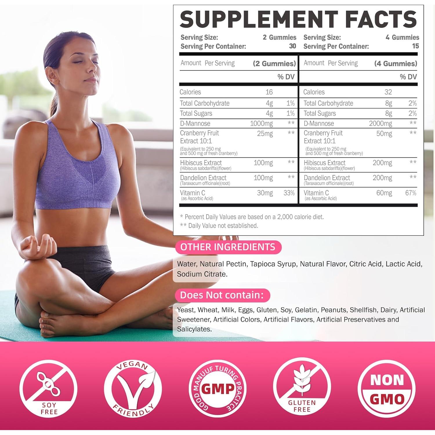 Gomitas de D-Mannose Joywiit 2000mg con Arándano 500mg - 120 Unidades