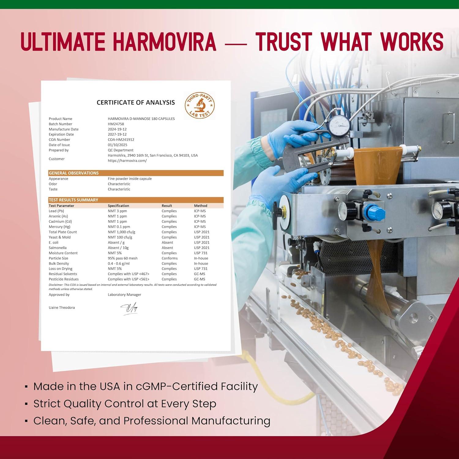 Suplemento D-Mannosa Liposomal Arándano HarmoVira 180 Cápsulas