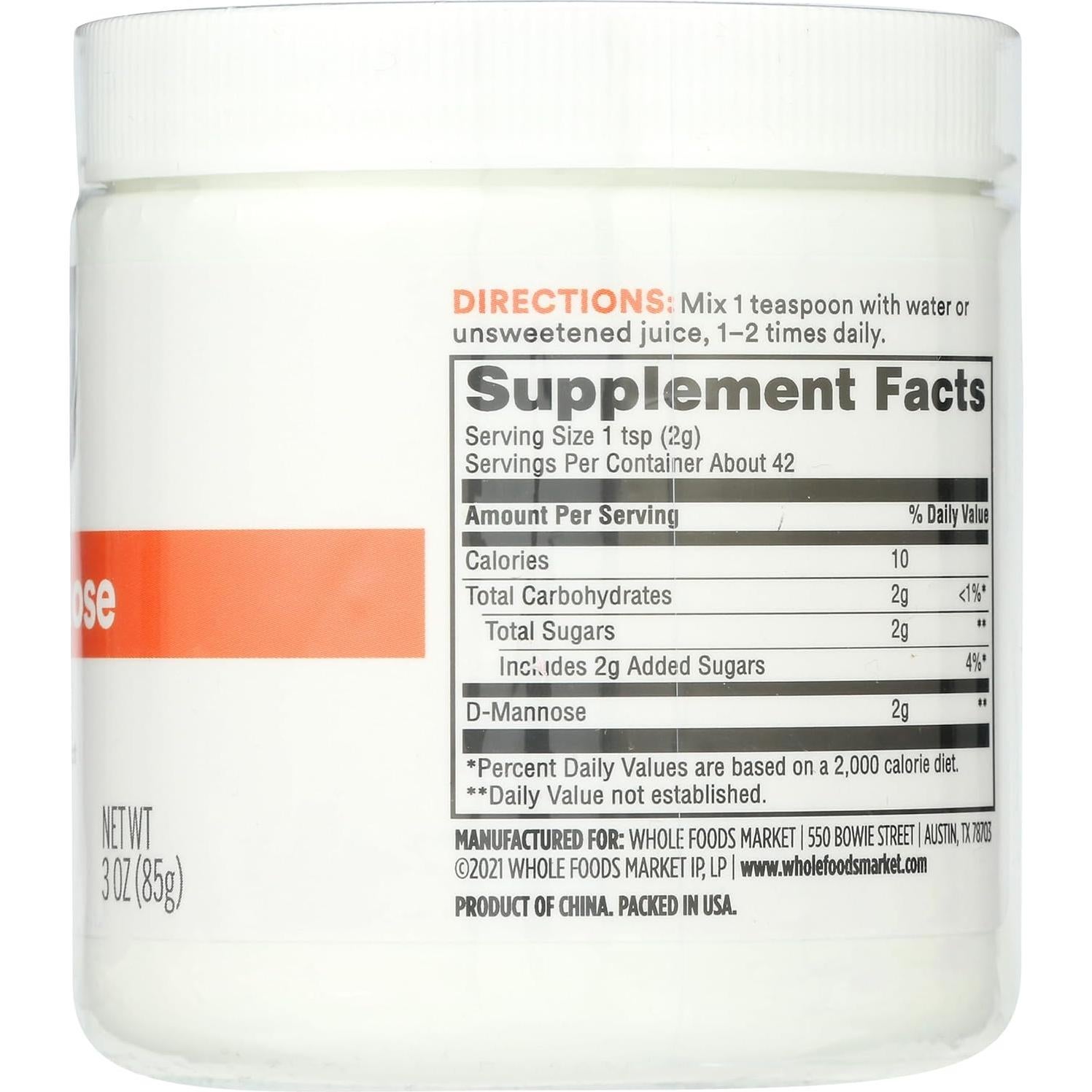 Polvo de D-Mannose 365 Whole Foods Market 85g - Salud Urinaria