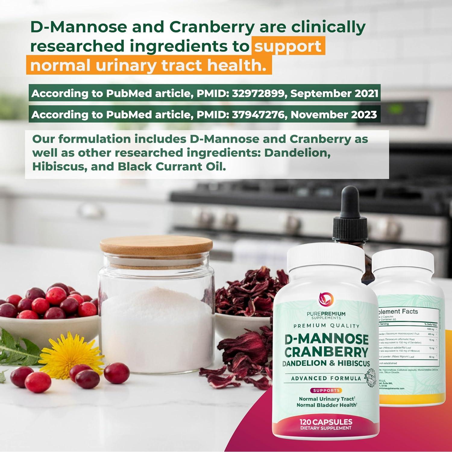 D-Mannose PurePremium 1000mg con Arándano y Hibisco - 120 Cápsulas