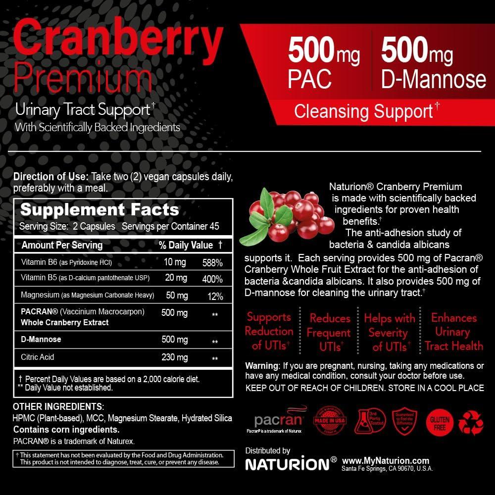Cranberry Premium - Suplemento Urinario 500mg 90 Cápsulas Veganas