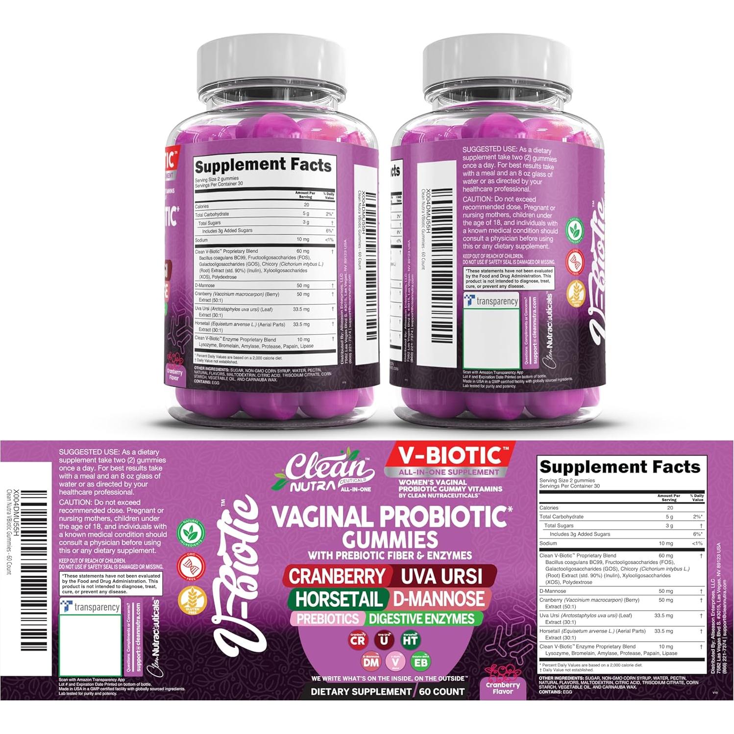 Probioticos Vaginales Clean Nutraceuticals 60 Gominolas Salud Femenina