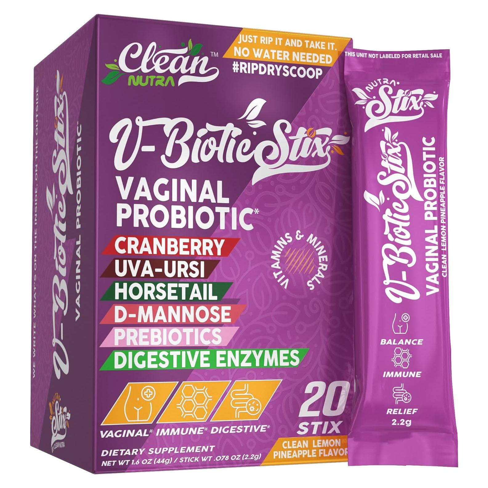 Probioticos Vaginales Clean Nutraceuticals 20 Stix Arandano D-Mannosa