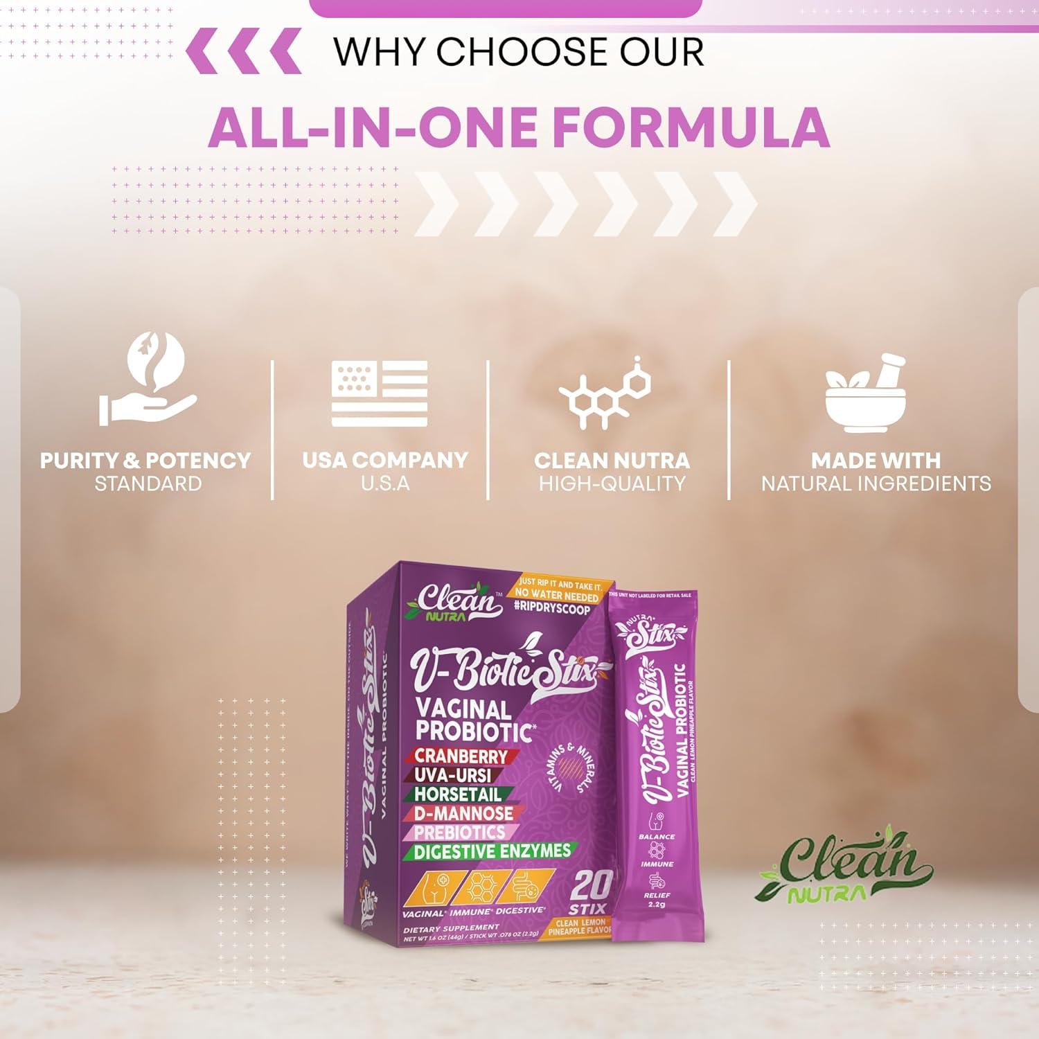 Probioticos Vaginales Clean Nutraceuticals 20 Stix Arandano D-Mannosa