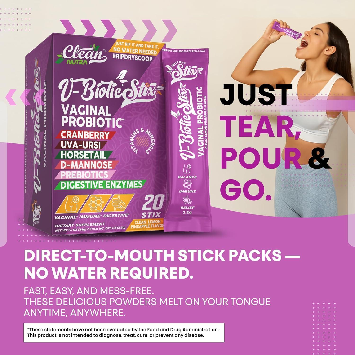 Probioticos Vaginales Clean Nutraceuticals 20 Stix Arandano D-Mannosa