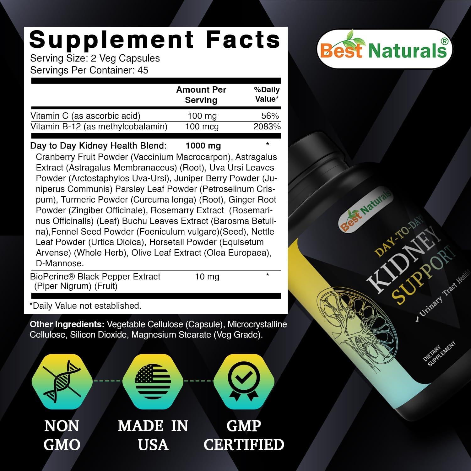 Suplemento Renal Vegano Mejor Naturales 90 Cápsulas