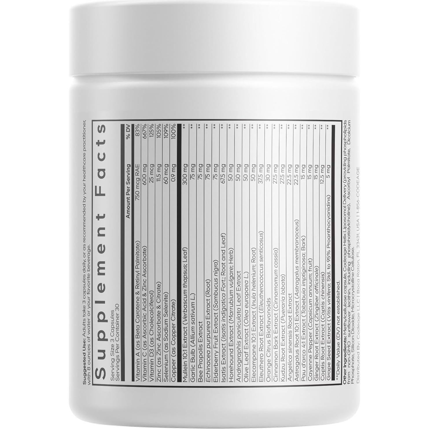 Suplemento Liposomal Mullein Ultra Codeage 90 Cápsulas