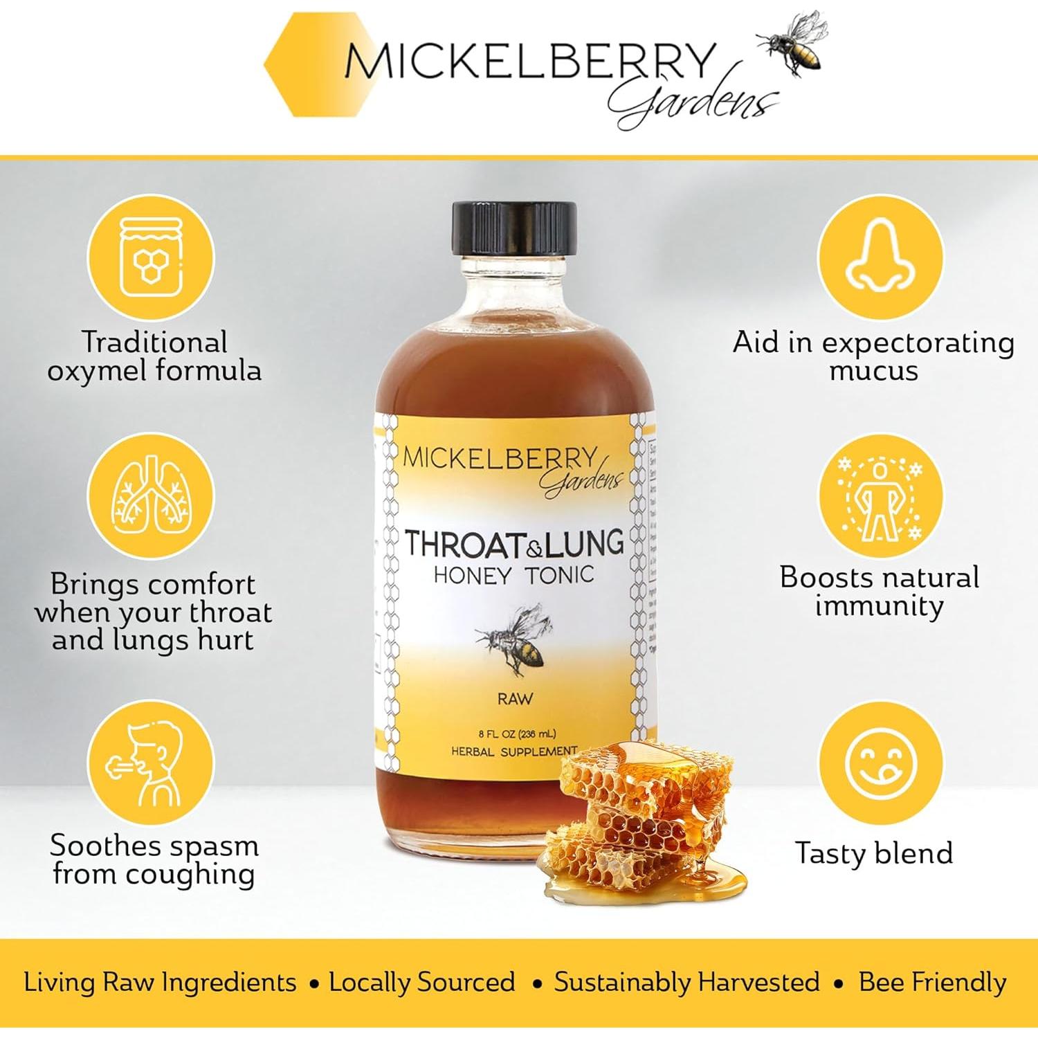 Tónico de Miel para Garganta y Pulmón Mickelberry 113.4 ml