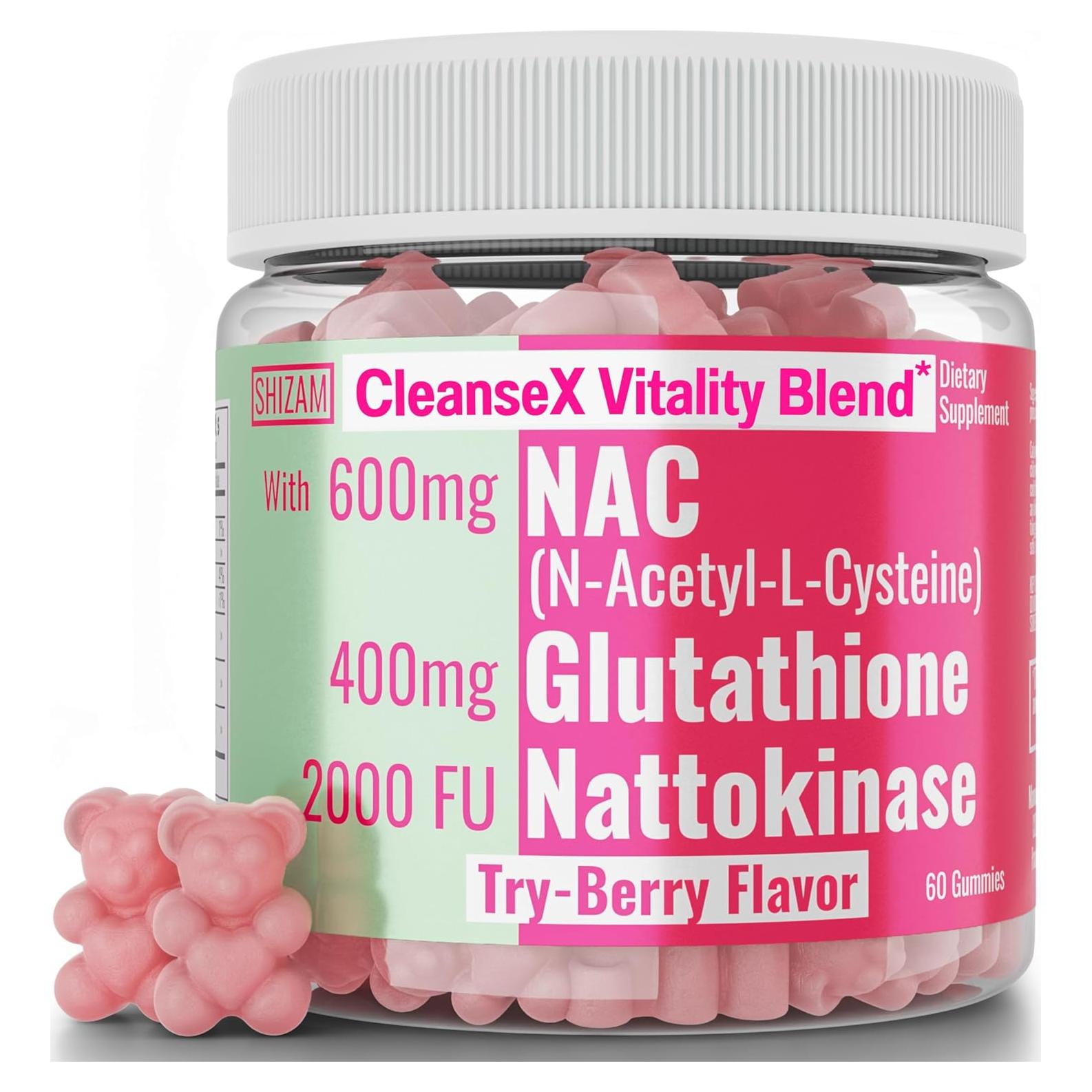 Suplemento SHIZAM 600mg NAC + 400mg Glutatión Gominolas