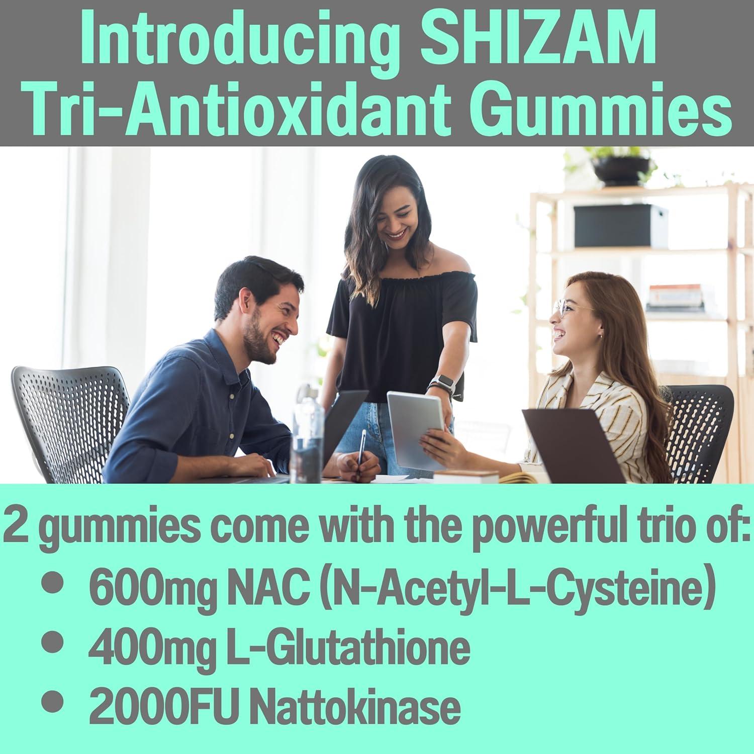 Suplemento SHIZAM 600mg NAC + 400mg Glutatión Gominolas