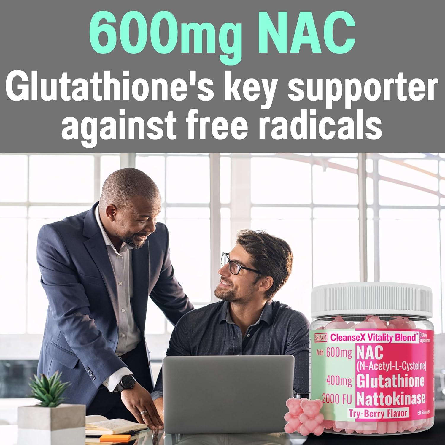 Suplemento SHIZAM 600mg NAC + 400mg Glutatión Gominolas