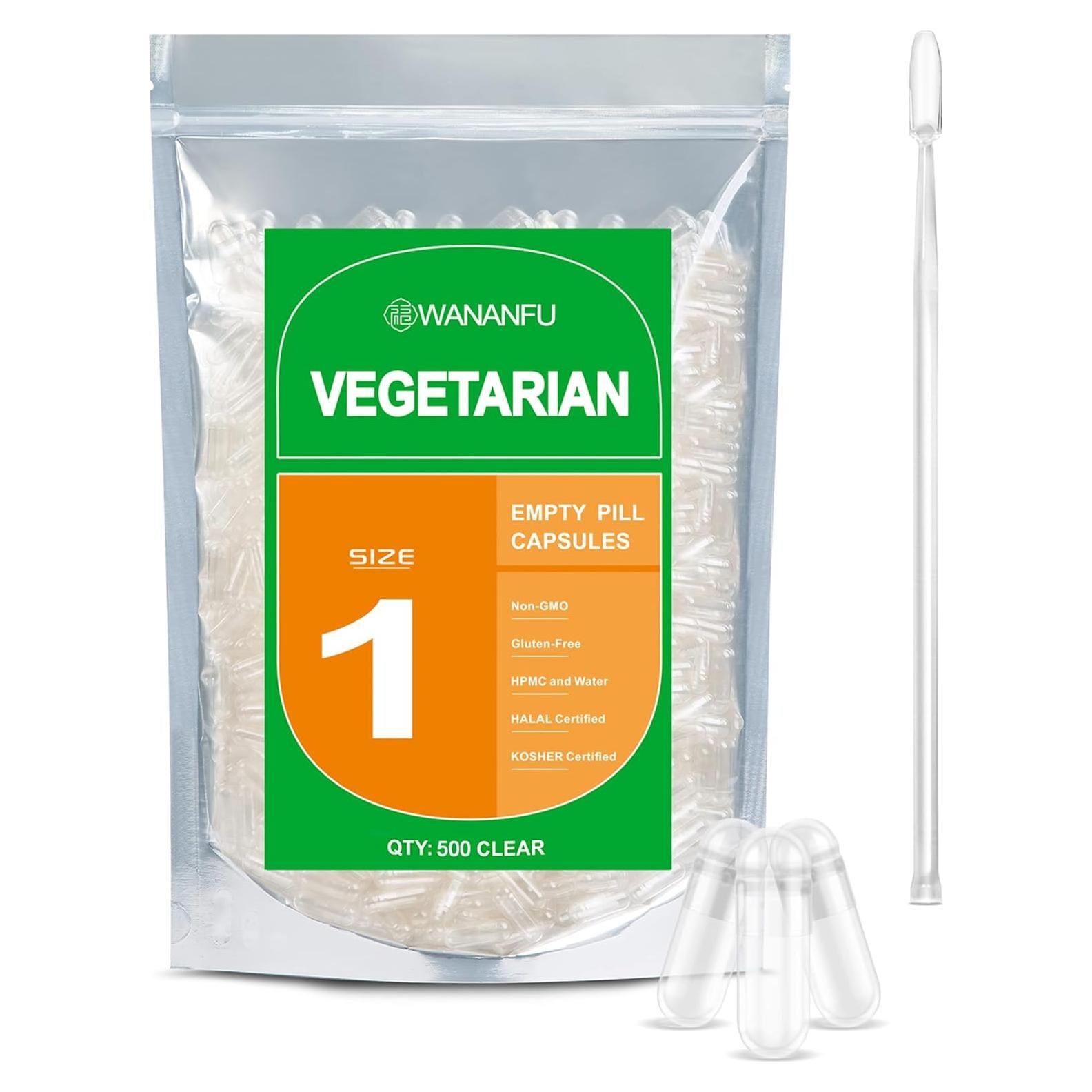 Cápsulas Vacías Vegetarianas Tamaño 1 Wananfu 500 Unidades