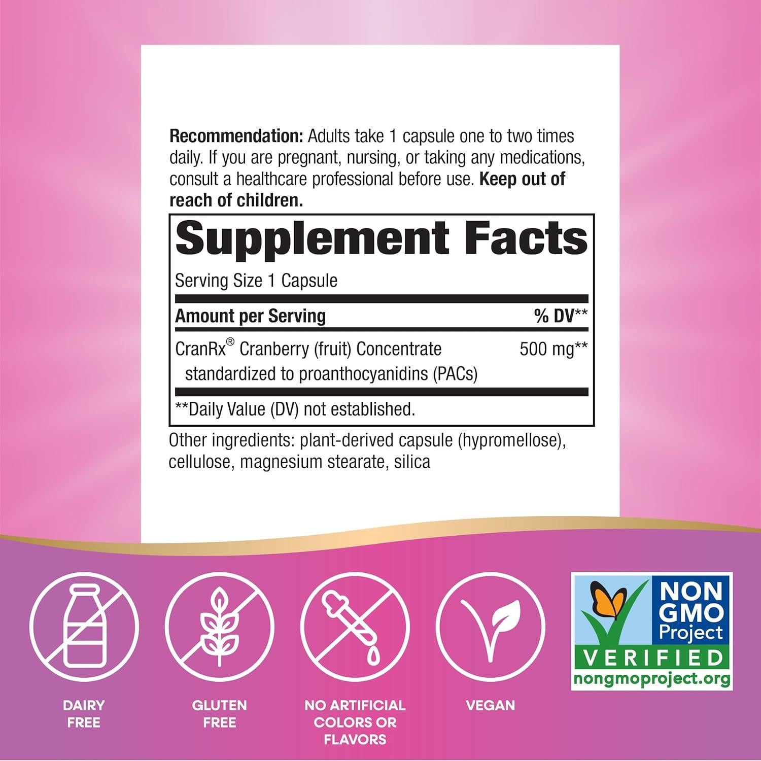 CranRx Suplemento de Arándano Nature's Way 500 mg 30 Cápsulas