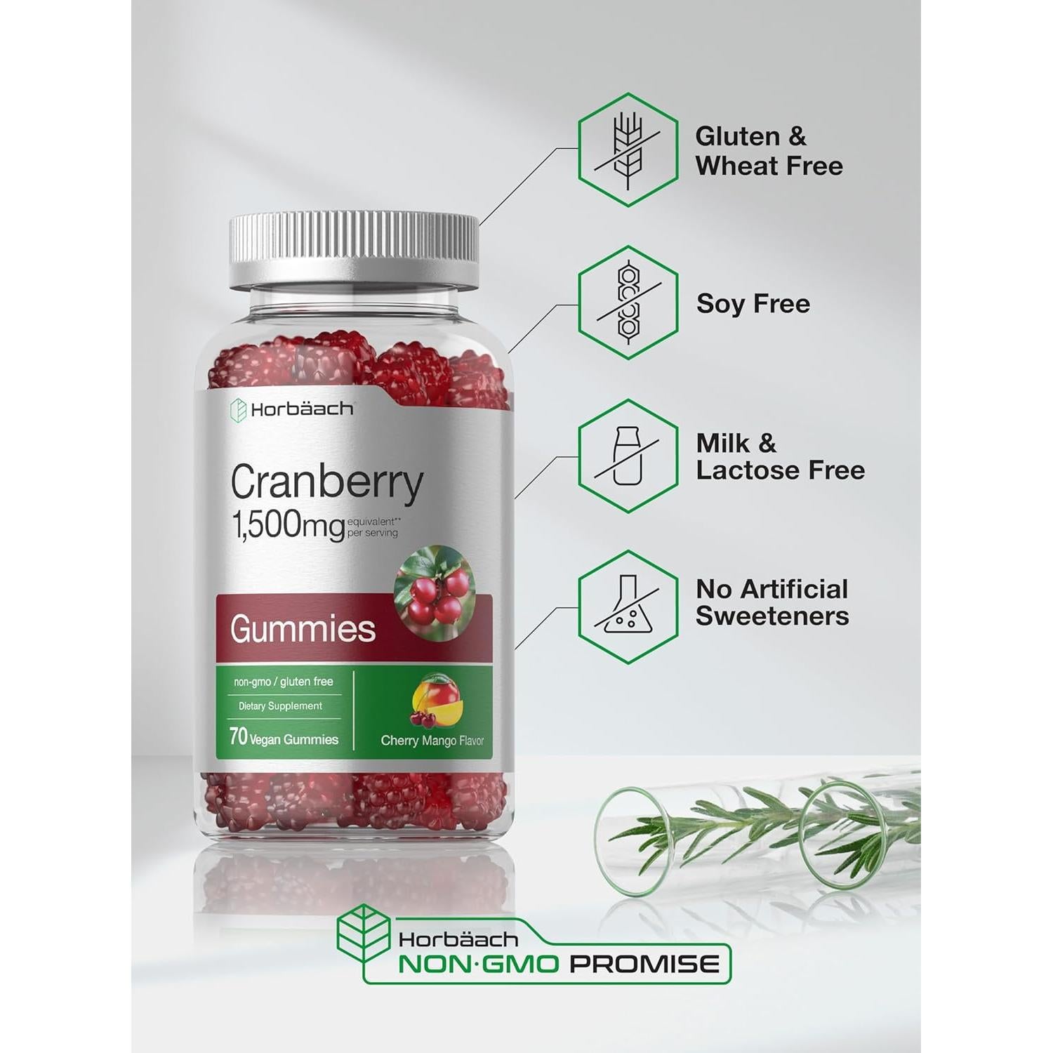 Gomitas Veganas de Arándano Horbaach | 70 Unidades | Sabor Cereza y Mango