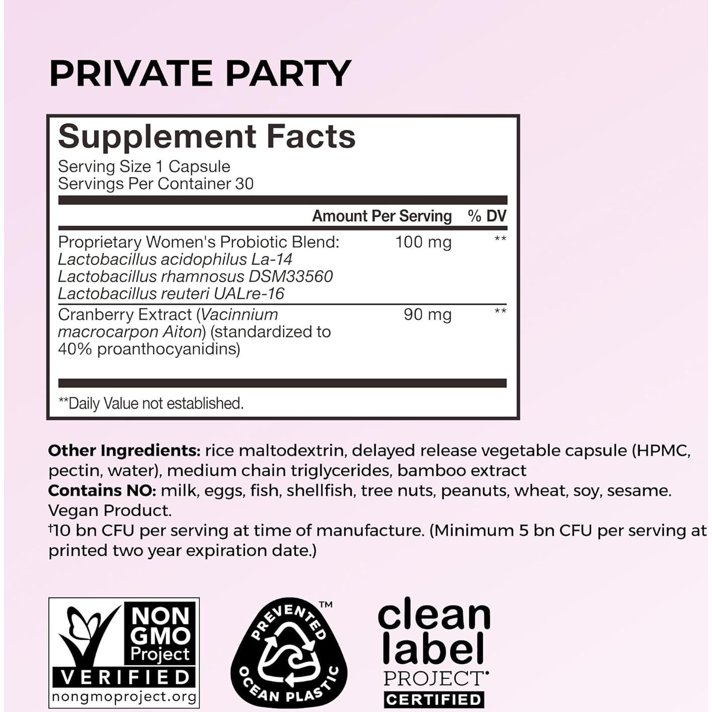 Suplemento Probiotico Vaginal HUM 30 Cápsulas Arándano