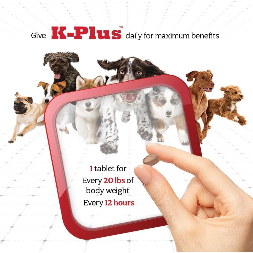 Suplemento K-Plus Citrato de Potasio con Arándano para Perros - 100 Tabletas Masticables