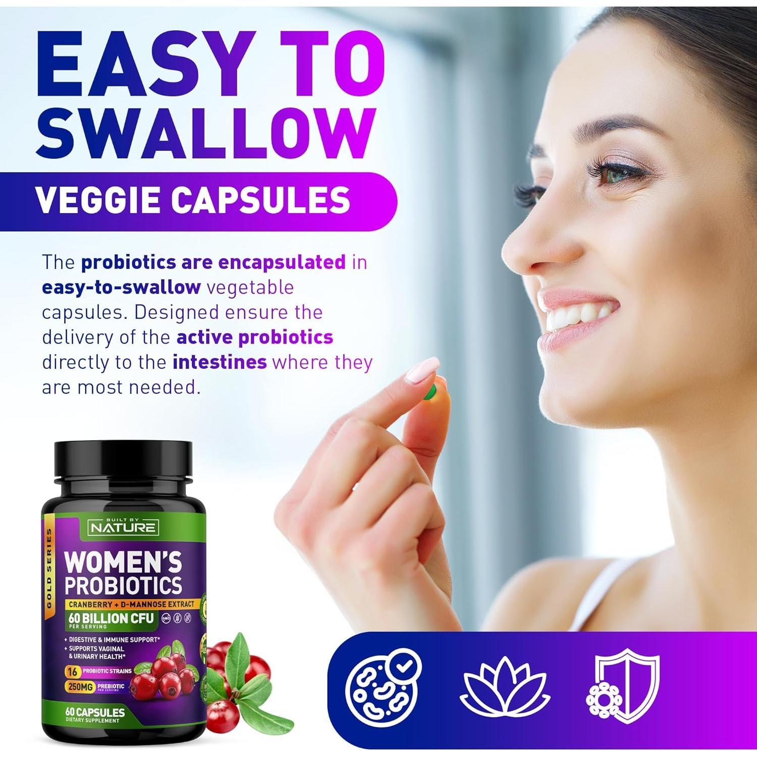 Probioticos para Mujeres Built By Nature 60 Mil Millones 60 Capsulas