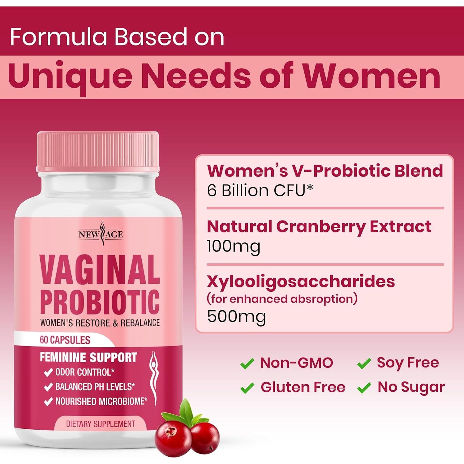 Probioticos Vaginales Nueva Era 120 Cápsulas con Arándano