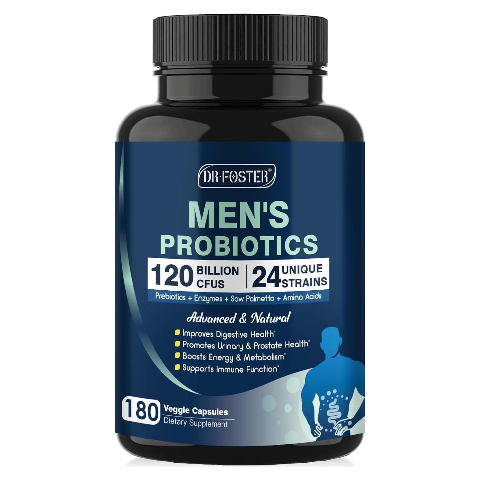 Probioticos DRFOSTER para Hombres 180 Cápsulas 120 Mil Millones CFUs