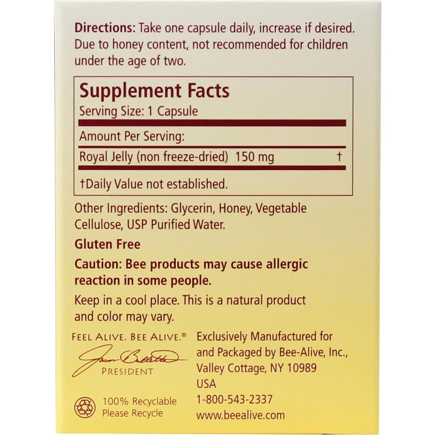 Cápsulas de Jalea Real Fresca BeeAlive 150mg 30 Unidades