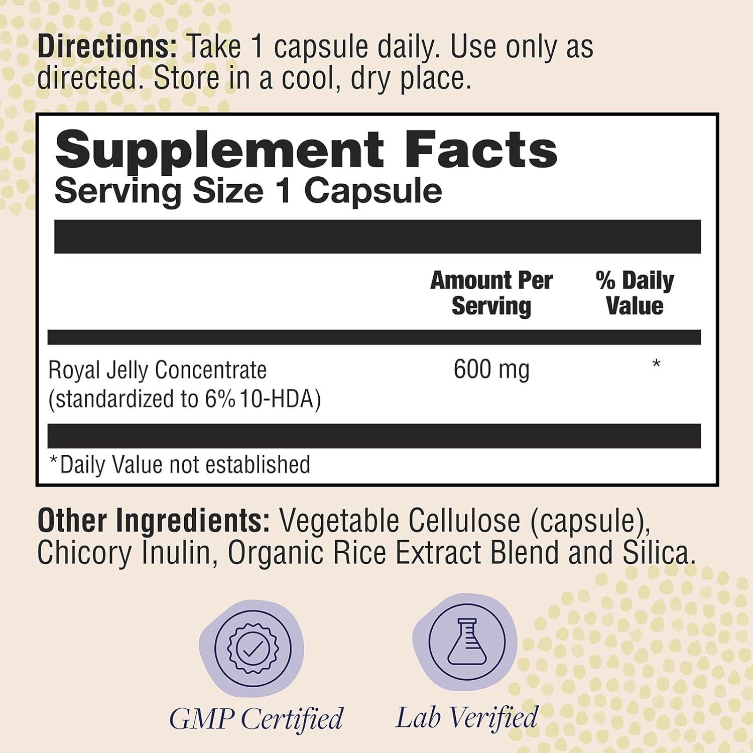 Jalea Real Zand 600 mg - Cápsulas Veganas - Superalimento 30 Porciones