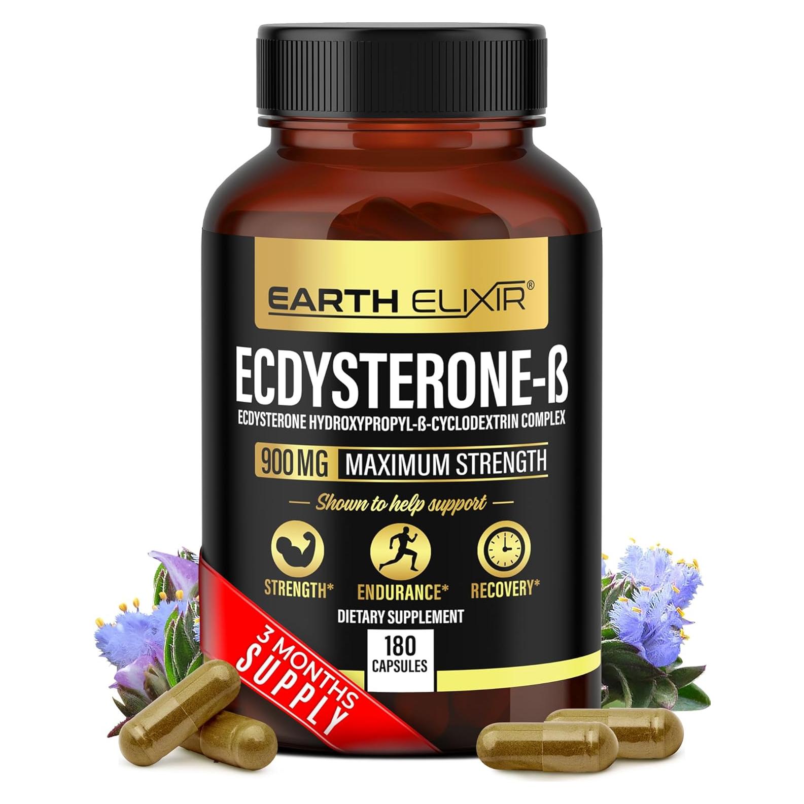 Suplemento de Ecdisterona Earth Elixir 900mg 180 Cápsulas