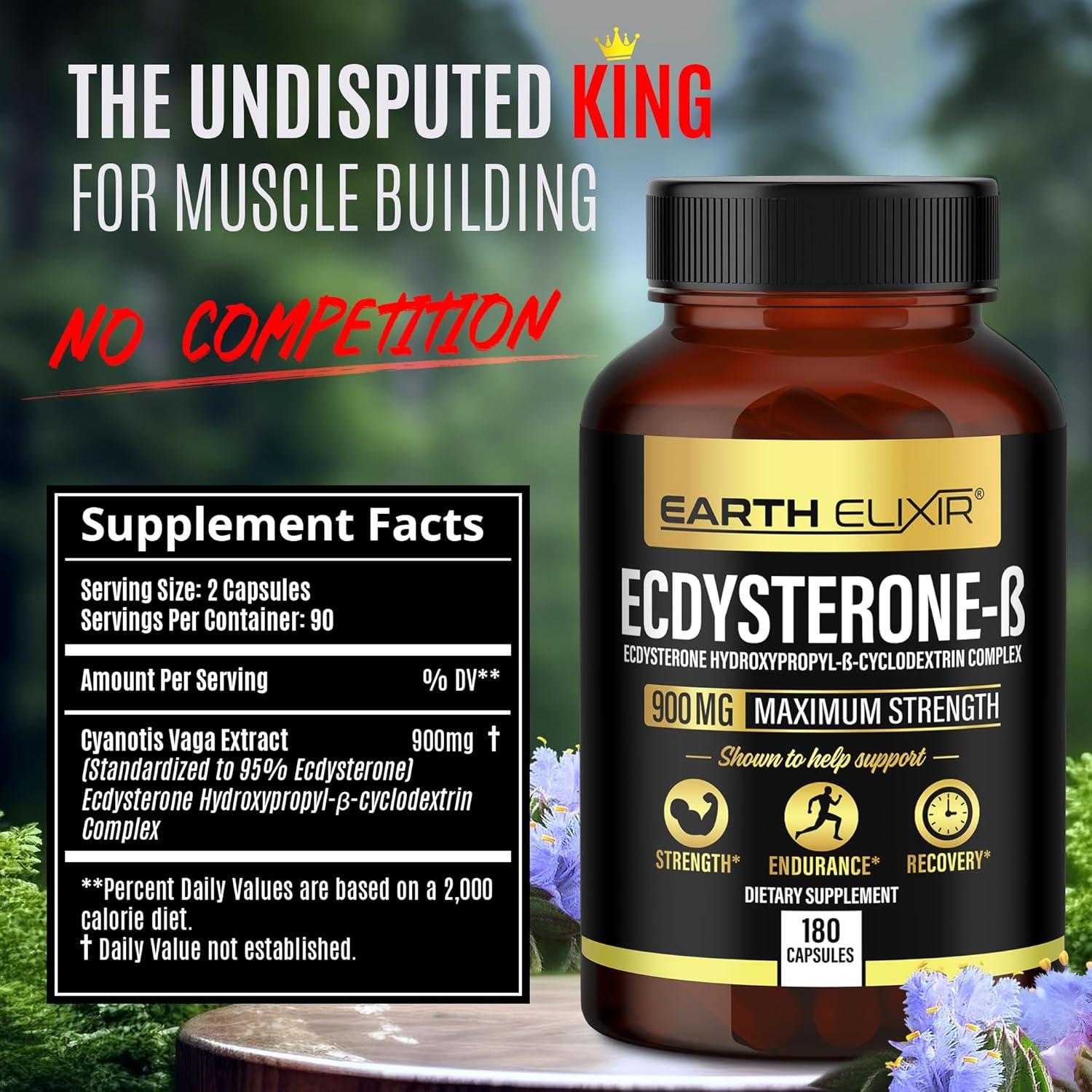 Suplemento de Ecdisterona Earth Elixir 900mg 180 Cápsulas