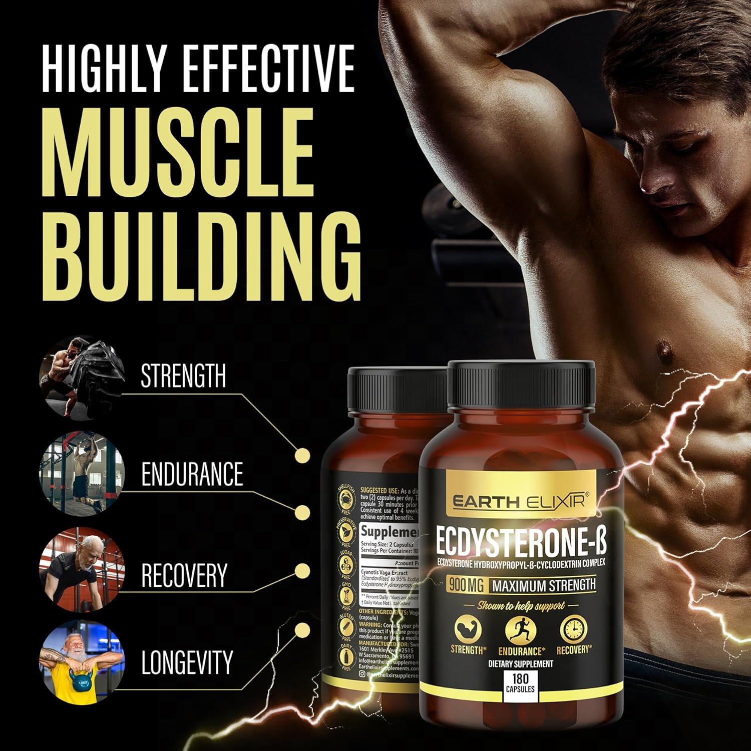 Suplemento de Ecdisterona Earth Elixir 900mg 180 Cápsulas