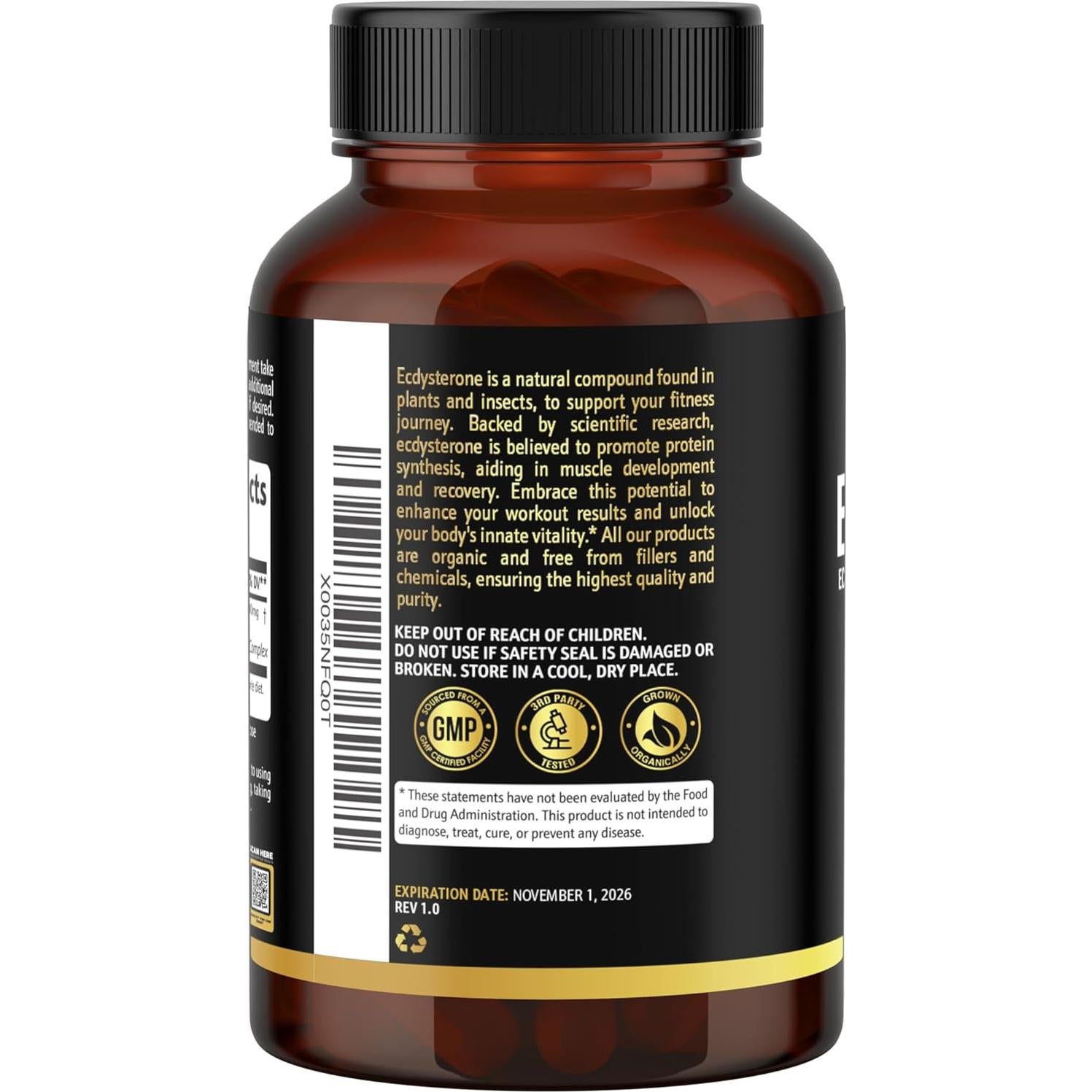 Suplemento de Ecdisterona Earth Elixir 900mg 180 Cápsulas