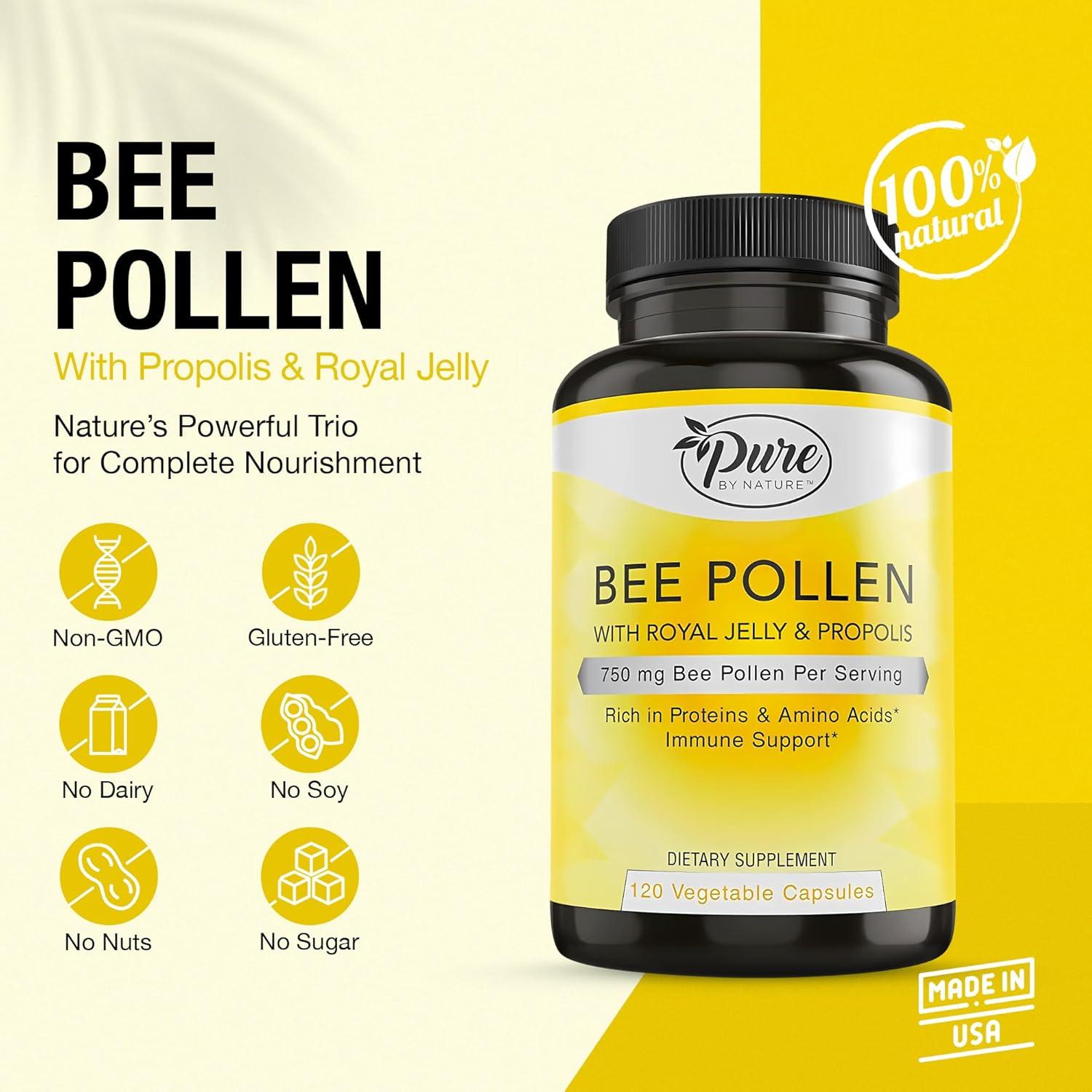 Suplemento de Polen de Abeja Pure By Nature 120 Cápsulas