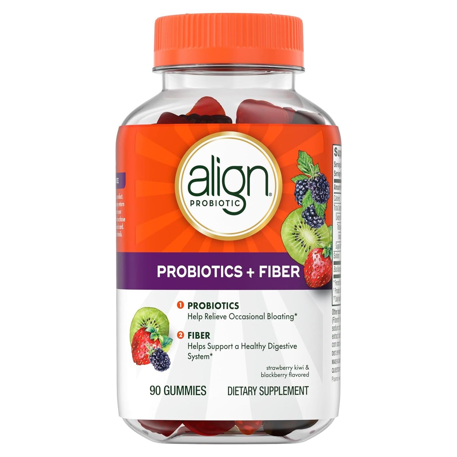 Gominolas Probioticas Align + Fibra 90 Unidades Sabor Fresa Kiwi