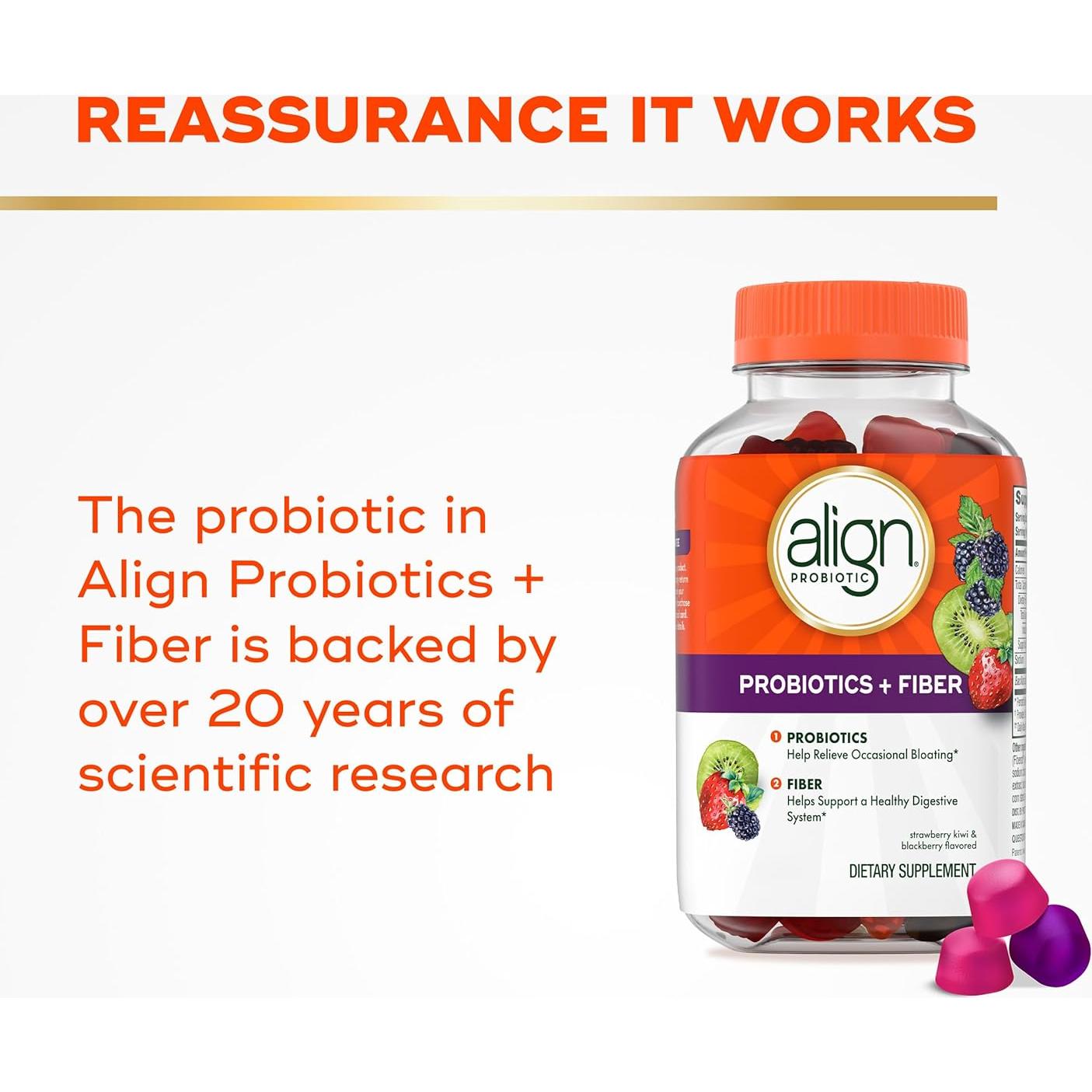 Gominolas Probioticas Align + Fibra 90 Unidades Sabor Fresa Kiwi