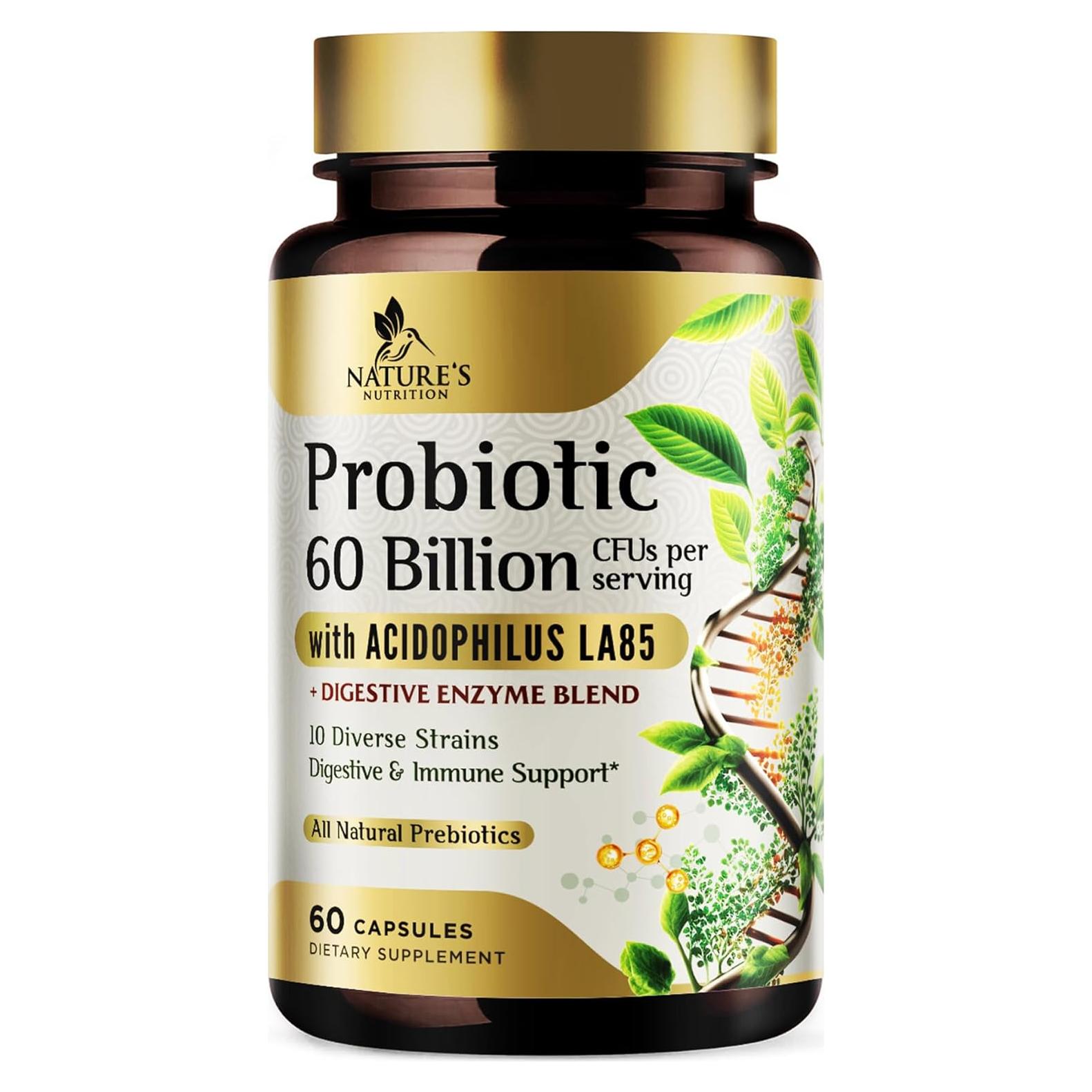 Probioticos Nutrición de la Naturaleza 60 Mil millones CFU 60 Cápsulas