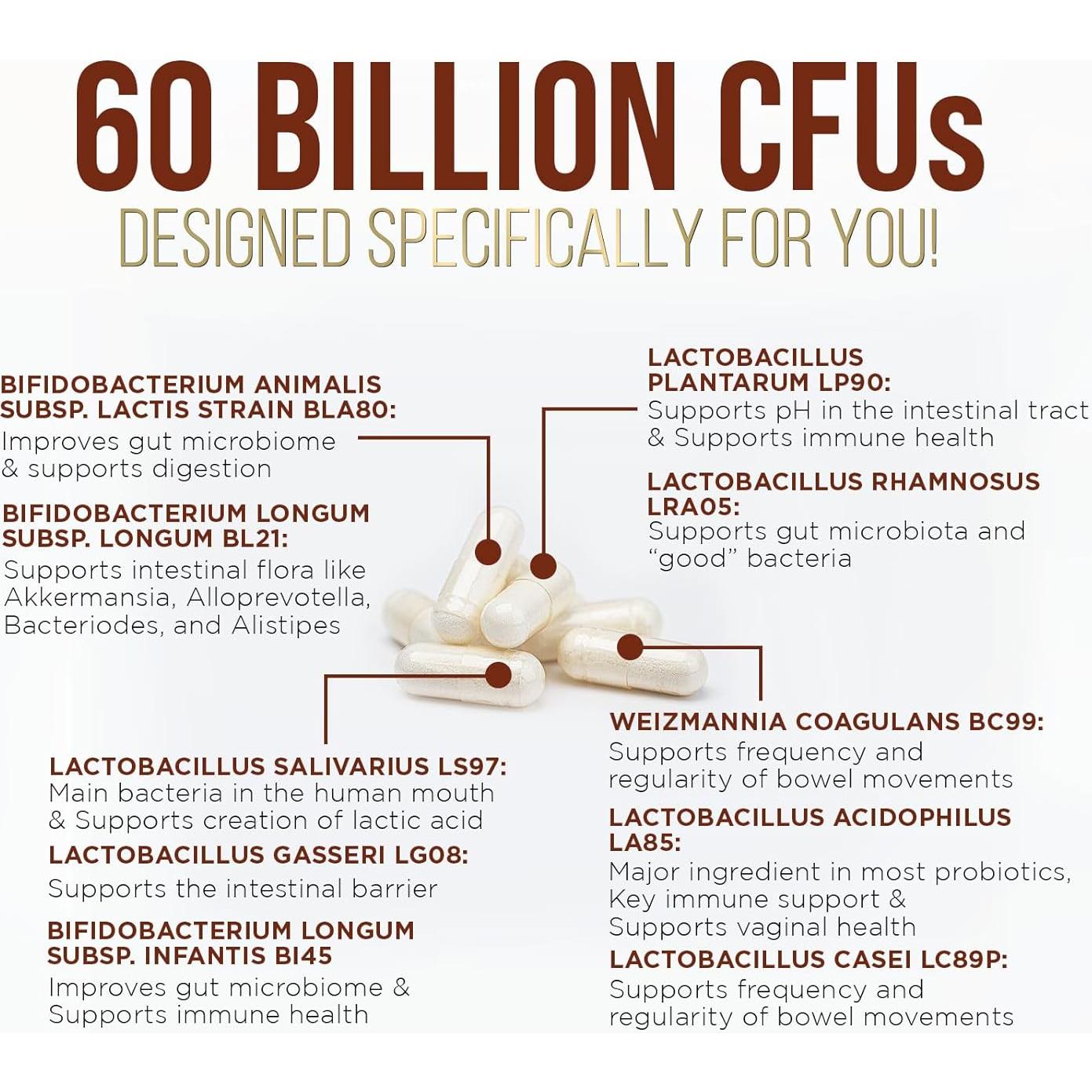 Probioticos Nutrición de la Naturaleza 60 Mil millones CFU 60 Cápsulas
