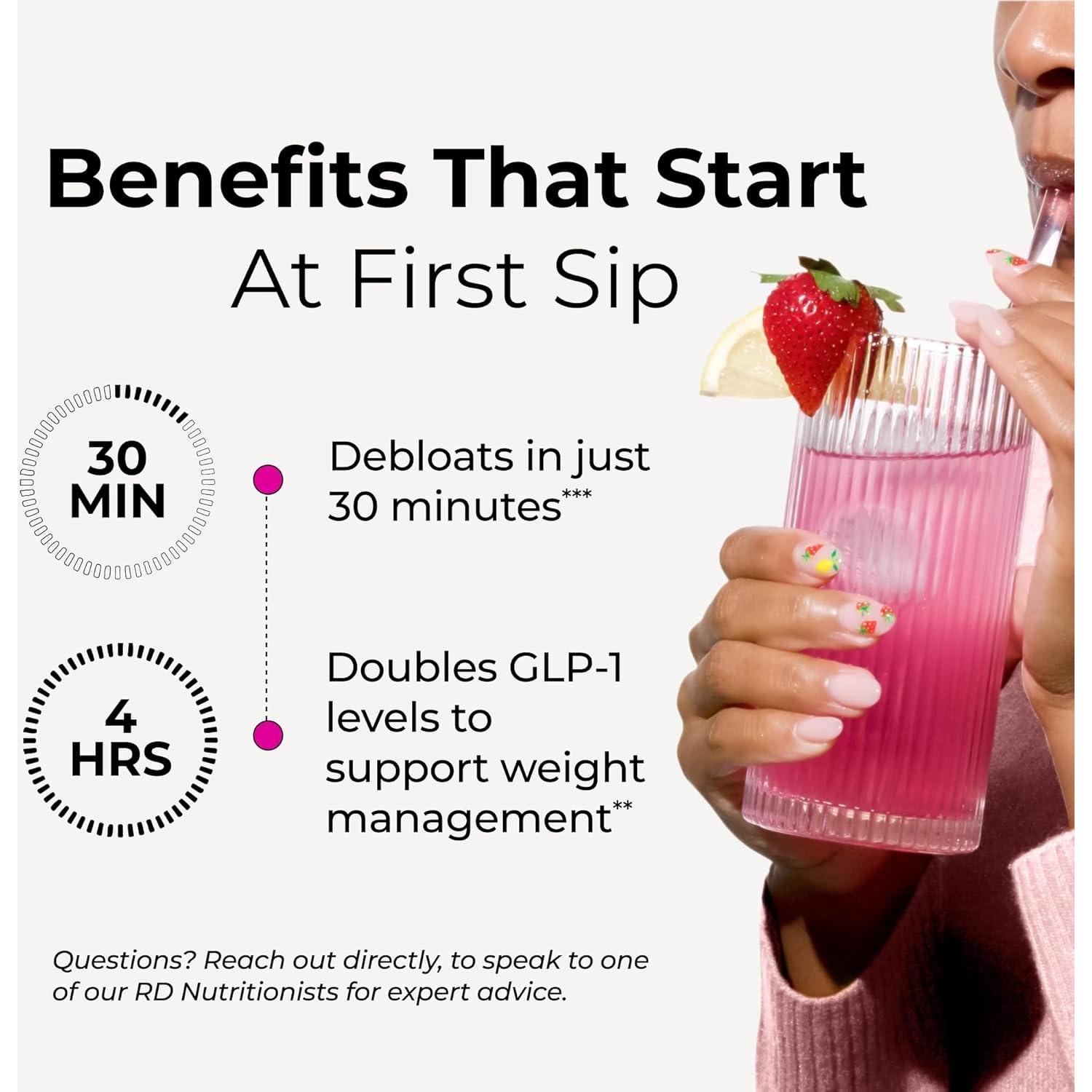 Suplemento de Fibra Flatter Me HUM - 10 Porciones Sabor Fresa Limón