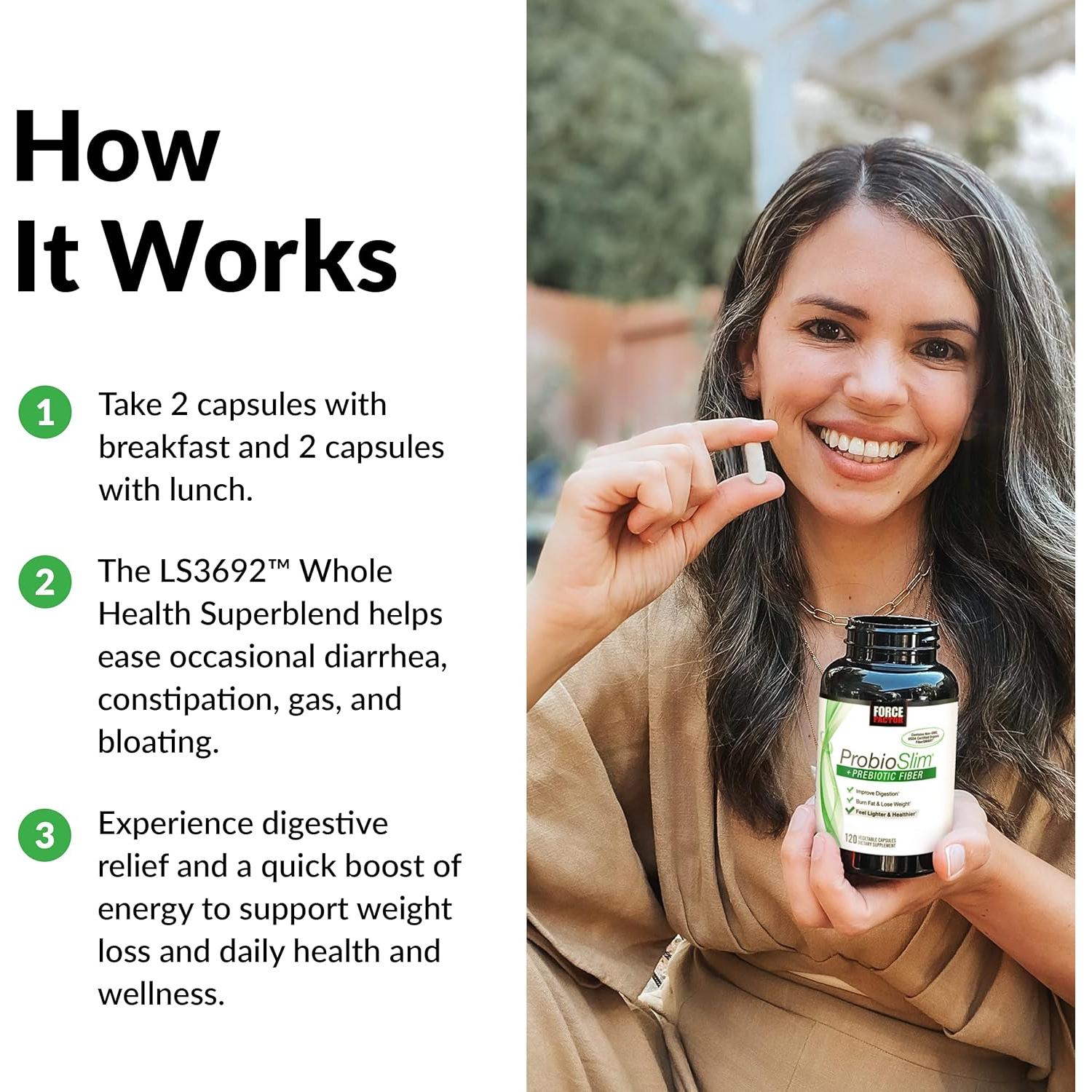 Suplemento ProbioSlim Force Factor 120 Cápsulas Pérdida de Peso