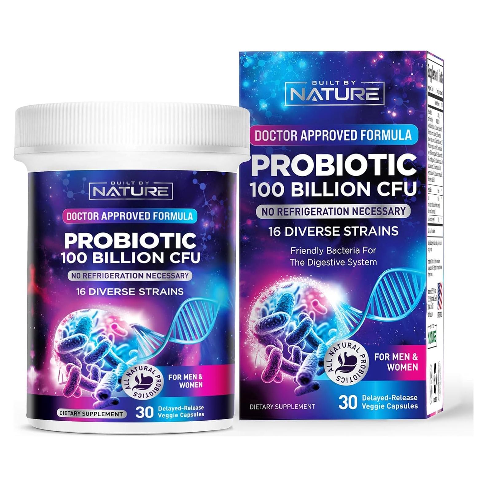 Probiotico 100 Mil Millones CFU Construido por la Naturaleza - 30 Cápsulas