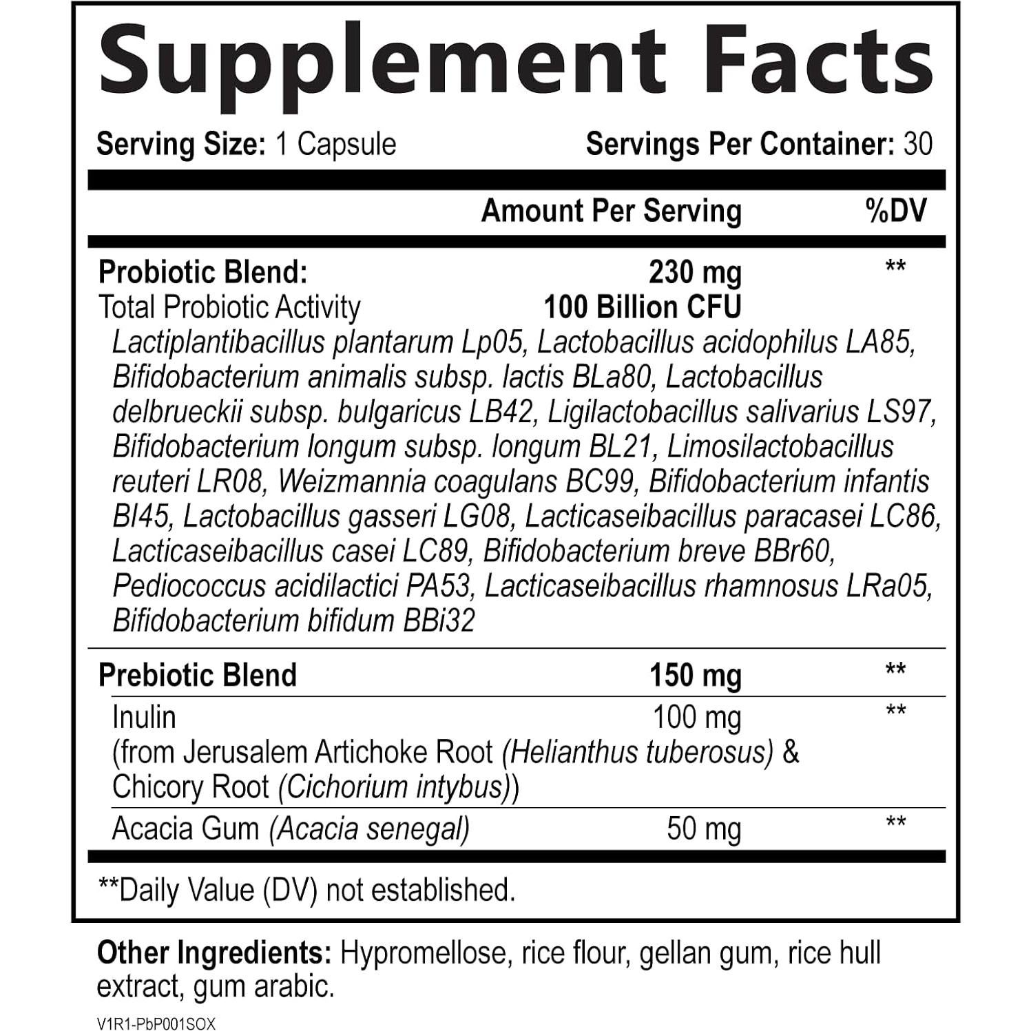 Probiotico 100 Mil Millones CFU Construido por la Naturaleza - 30 Cápsulas