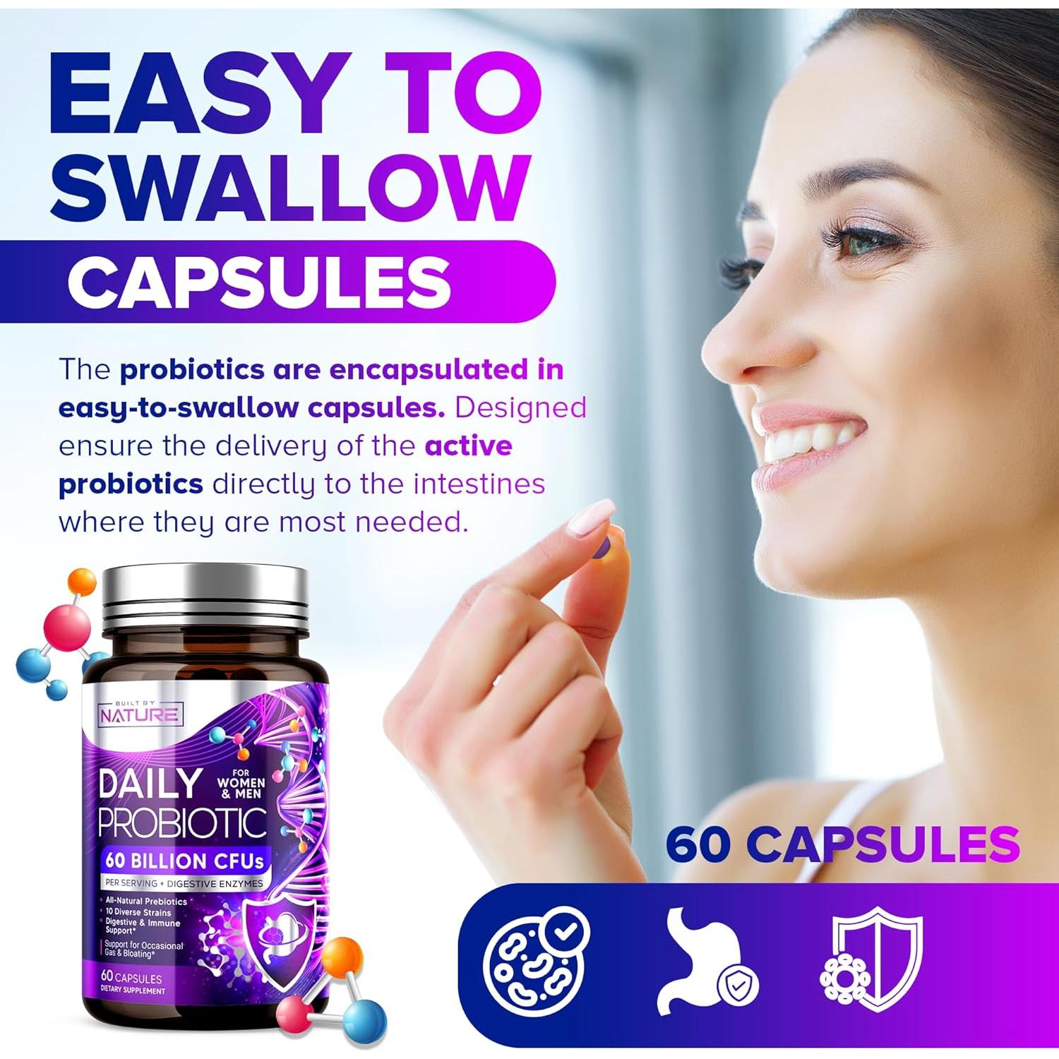 Probiotico Construido por Naturaleza 60 Mil Millones CFU 60 Cápsulas