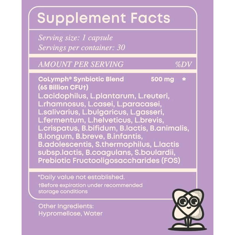 CoLymph Sinbiotico Diario 24 Cepas 65 Mil Millones CFU 30 Capsulas Veganas