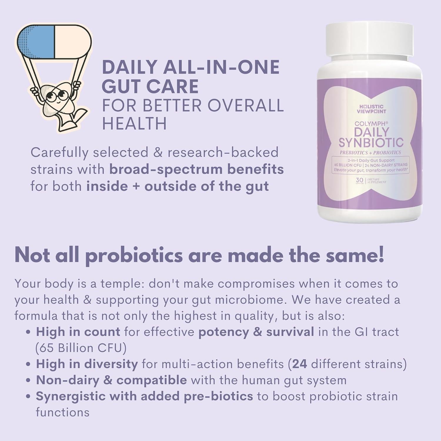 CoLymph Sinbiotico Diario 24 Cepas 65 Mil Millones CFU 30 Capsulas Veganas