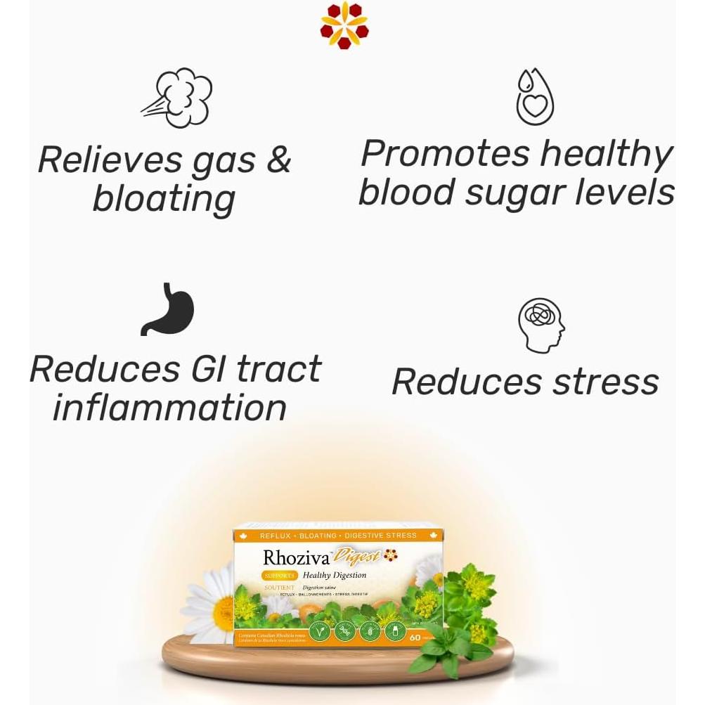 Suplemento Digestivo Rhoziva Digest 60 Cápsulas - Salud Intestinal