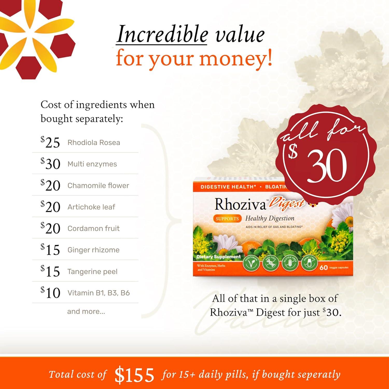 Suplemento Digestivo Rhoziva Digest 60 Cápsulas - Salud Intestinal