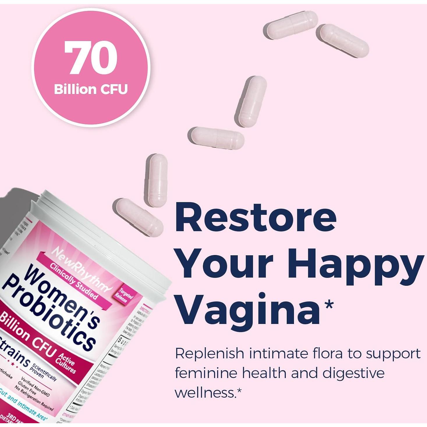 Probioticos para Mujeres NewRhythm 70 Mil Millones CFU 30 Capsulas