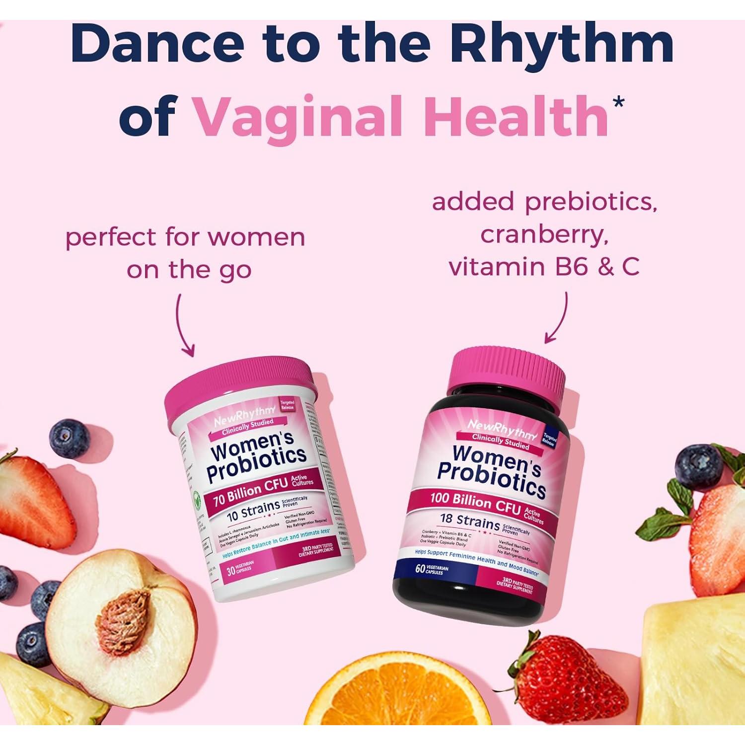 Probioticos para Mujeres NewRhythm 70 Mil Millones CFU 30 Capsulas