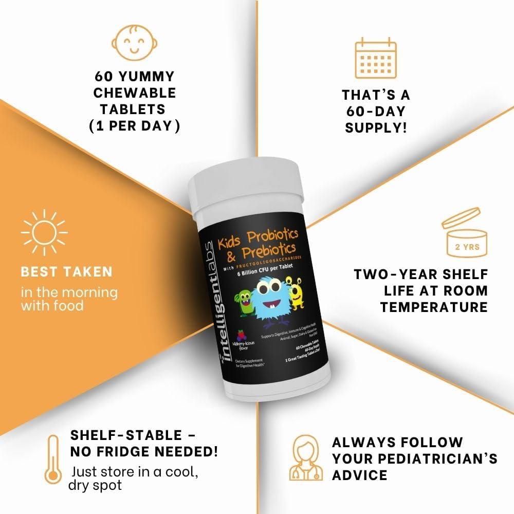 Probioticos para Niños Intelligent Labs 6 Mil Millones CFU 60 Tabletas