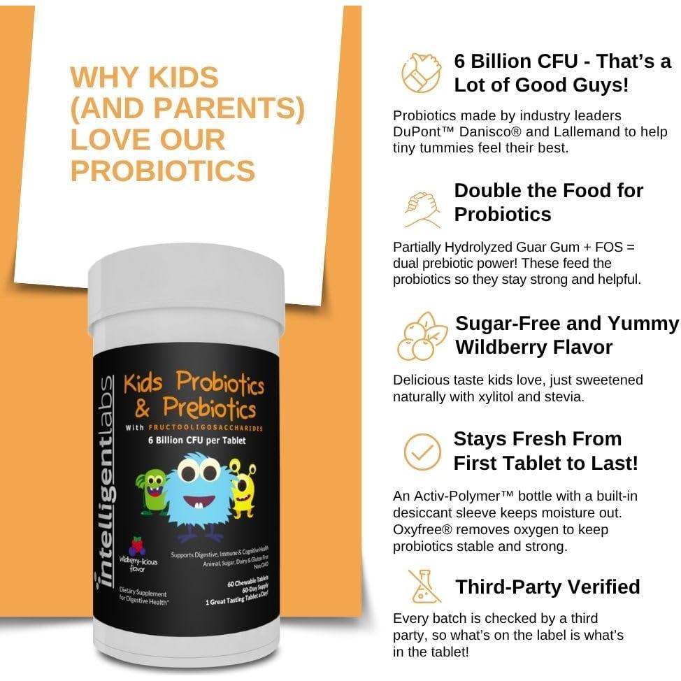 Probioticos para Niños Intelligent Labs 6 Mil Millones CFU 60 Tabletas