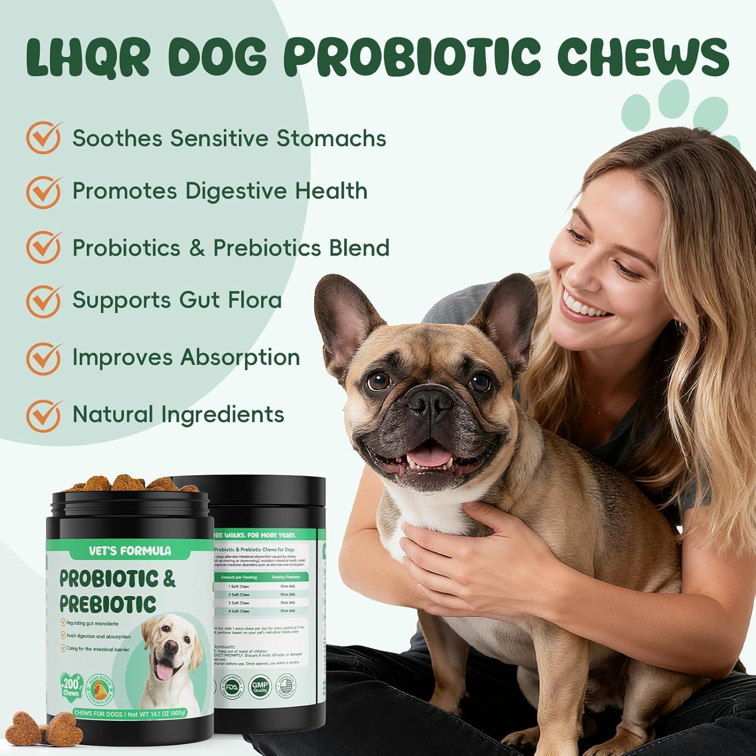 200 Masticables Probioticos para Perros LHQR - Salud Digestiva y Piel