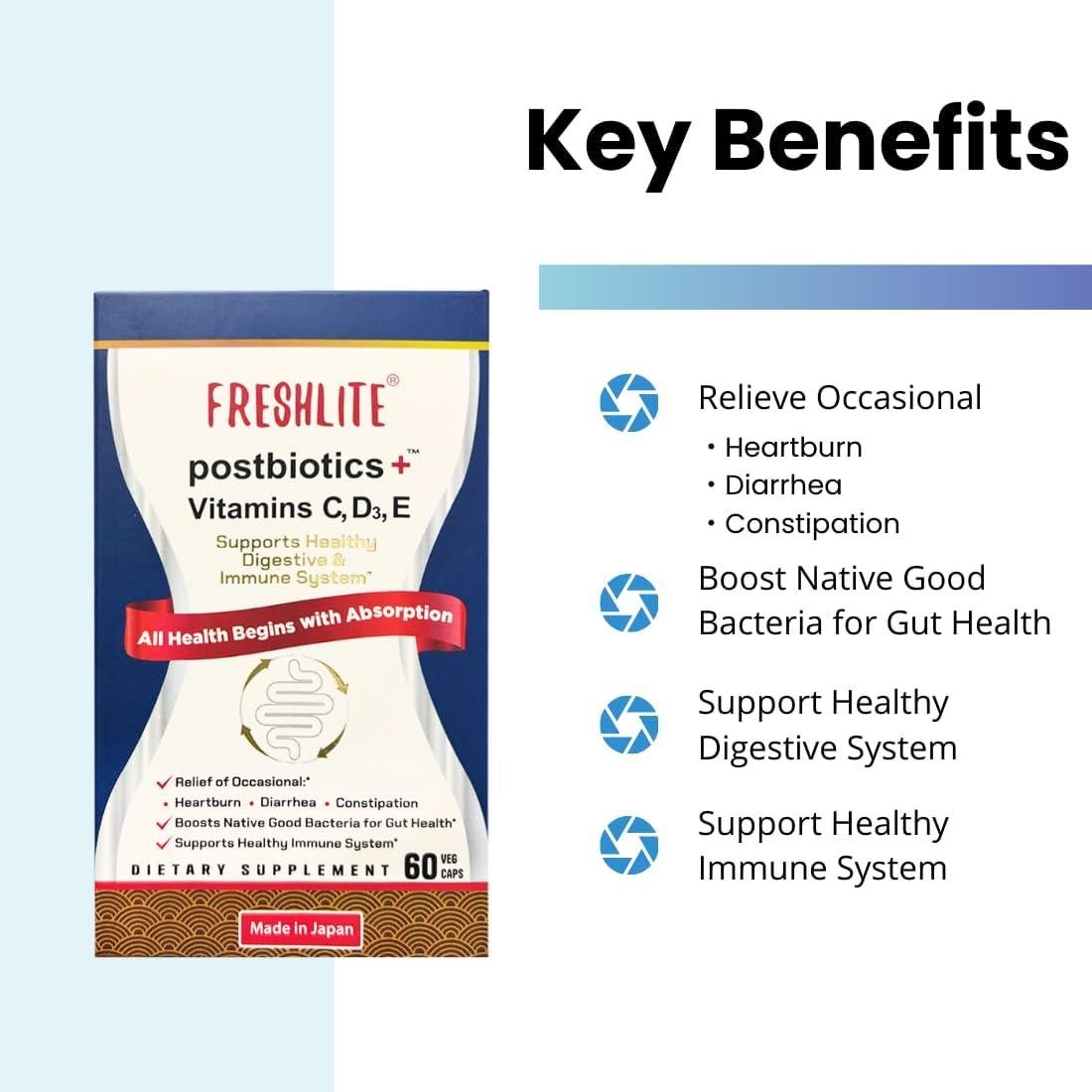 FRESHLITE Postbioticos Veganos para Salud Digestiva 60 Cápsulas